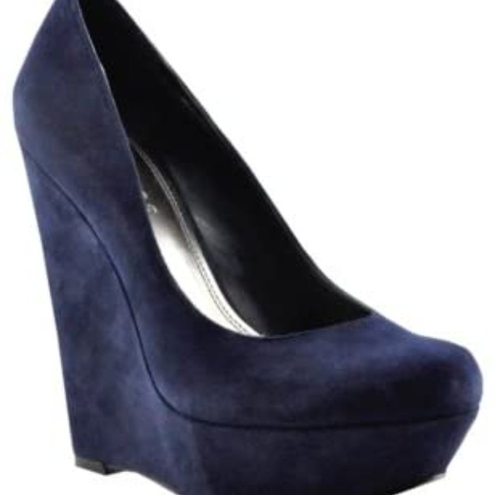Bakers Mona Black Suede Platform Wedges